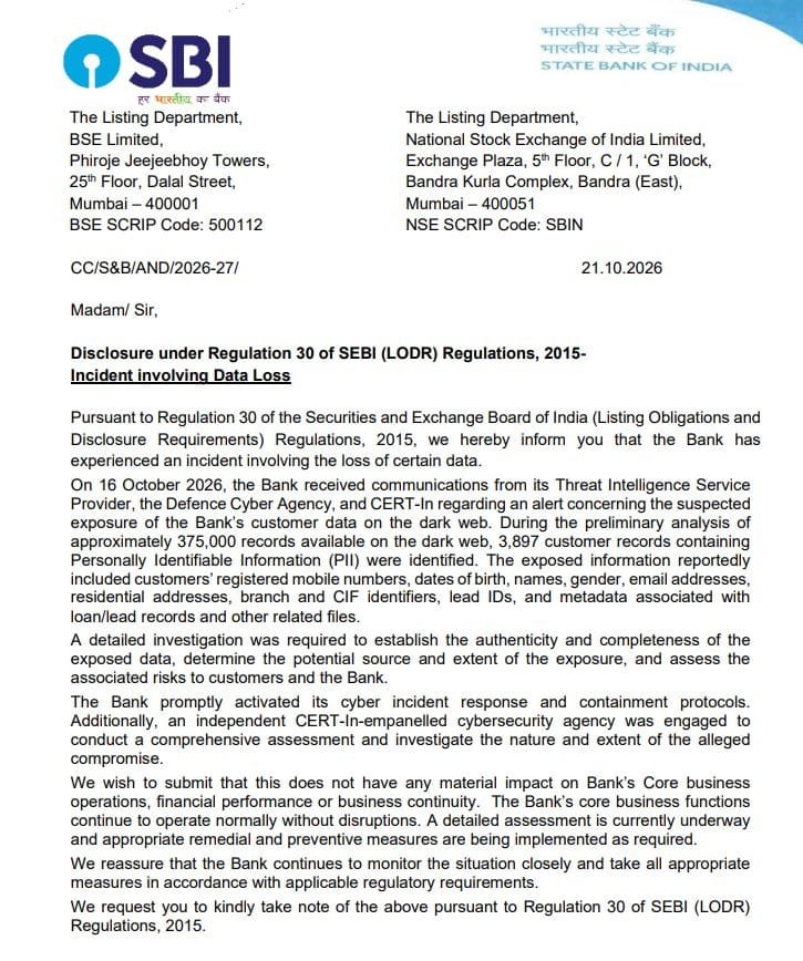 SBI Data breach